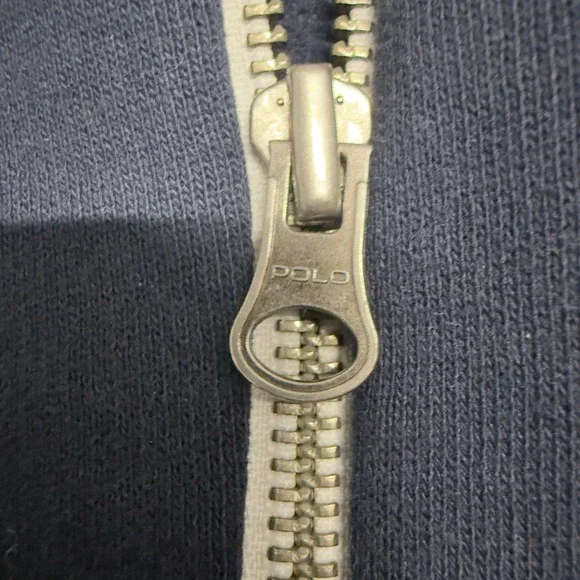 Polo Ralph Lauren Kids Boys L 14-16 Colorblock Full Zip Hoodie White Navy Blue - Picture 4 of 12